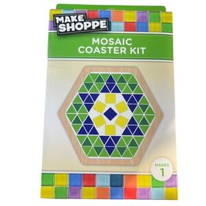 Make Shoppe Mosaic Coaster Kit DIY Hexagon Geometric Tile Craft Set Green Blue